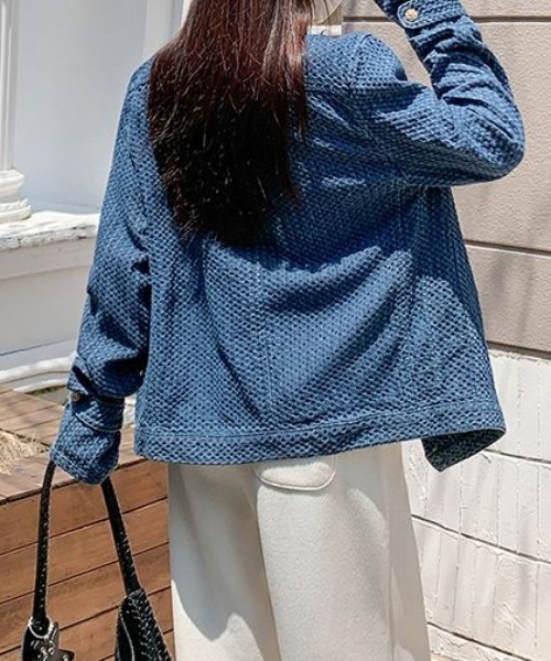 emi+（エミプラス）の「デニムジャガードジャケット（デニムジャケット・レディース・ブルー・M/L）」の7枚目の写真