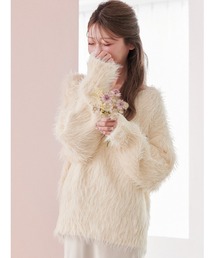 Stylevoice for xxx（スタイルヴォイスフォー）の「＜kannaさんコラボ＞バックオープンリボンオーバーサイズシャギーニット（ニット/セーター）」