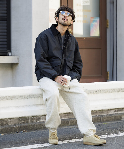 襟コーデュロイ切り替え コットンナイロンブルゾン/フィッシング