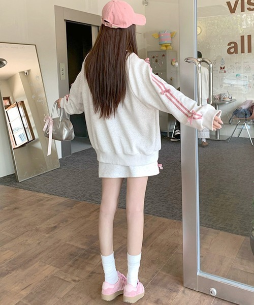 Miniministore(ミニミニストア)の「リボン付きスウェットジップアップパーカー(スウェット・レディース・グレー×ピンク/グレー×サックスブルー・FREE)」の18枚目の写真