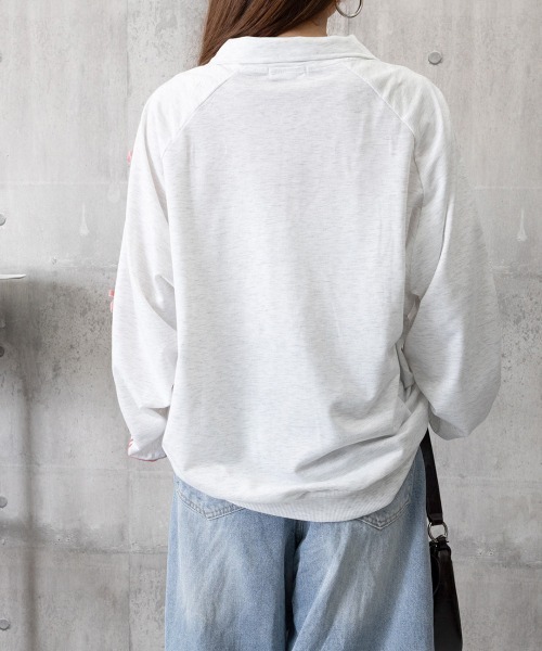 Miniministore(ミニミニストア)の「リボン付きスウェットジップアップパーカー(スウェット・レディース・グレー×ピンク/グレー×サックスブルー・FREE)」の4枚目の写真