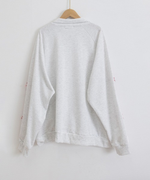 Miniministore(ミニミニストア)の「リボン付きスウェットジップアップパーカー(スウェット・レディース・グレー×ピンク/グレー×サックスブルー・FREE)」の13枚目の写真