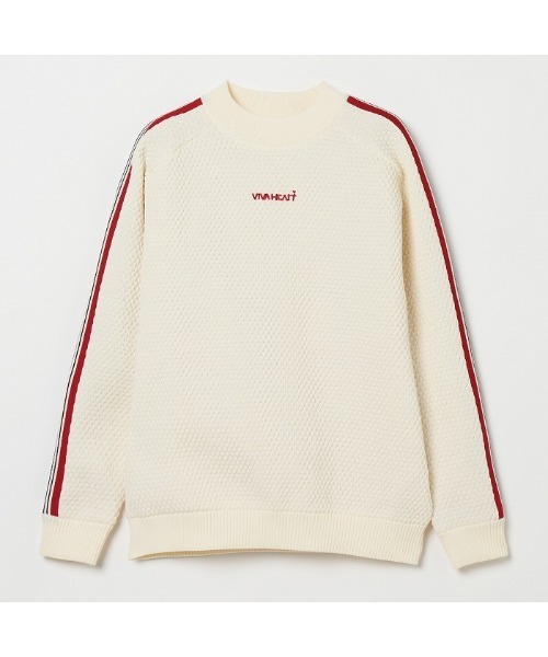 セール】【VIVA HEART/GOLF】裏地付き 配色ライン ニットプルオーバー