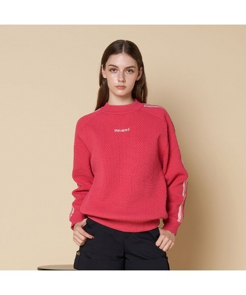 セール】【VIVA HEART/GOLF】裏地付き 配色ライン ニットプルオーバー