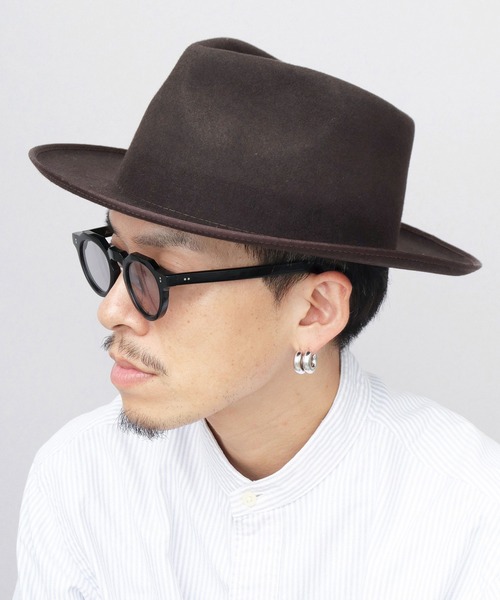 Sense of Grace（センスオブグレース）の「ウールフェルト フラット ミドルブリム 中折れハット（ハット・メンズ・ブラック/ブラウン・FREE）」の2枚目の写真