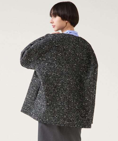 美品　マルティニーク　ツイード　ノーカラーコート　ノーカラーロングジャケット martinique（マルティニーク） ジャケット ノーカラージャケット