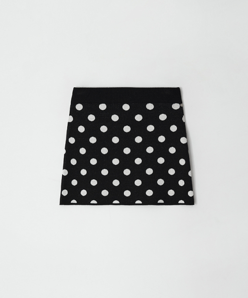 RONRON(ロンロン)の「DOT PATTERN BANDING KNIT MINI SKIRT BLACK WHITE DOT(スカート・レディース・その他・FREE)」の1枚目の写真