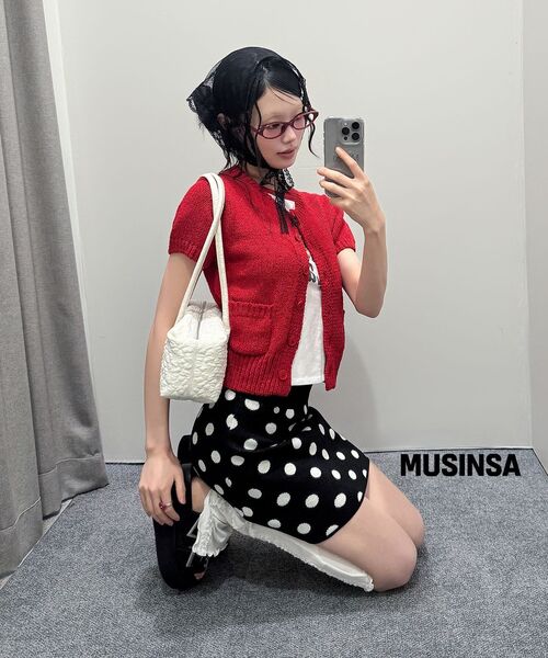 RONRON(ロンロン)の「DOT PATTERN BANDING KNIT MINI SKIRT BLACK WHITE DOT(スカート・レディース・その他・FREE)」の6枚目の写真