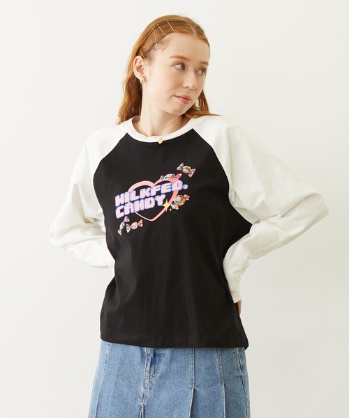MILKFED.(ミルクフェド)の「CANDY HEART LOGO B/B TEE(Tシャツ/カットソー・レディース・ライトピンク/ブラック/ホワイト・L/M)」の3枚目の写真