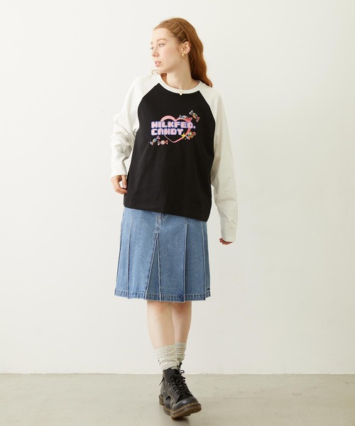 MILKFED.(ミルクフェド)の「CANDY HEART LOGO B/B TEE(Tシャツ/カットソー・レディース・ライトピンク/ブラック/ホワイト・L/M)」の12枚目の写真
