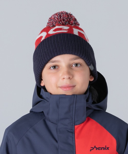 phenix(フェニックス)の「phenix(フェニックス)Phenix Big Logo Junior Knit Hat フェニックス ビッグロゴ ニットハット ニットキャップ(保温性/吸汗速乾)(ニットキャップ/ビーニー・キッズ・グレイッシュブルー/ブラック/カーキ/ネイビー/マスタード・ONE SIZE)」の4枚目の写真
