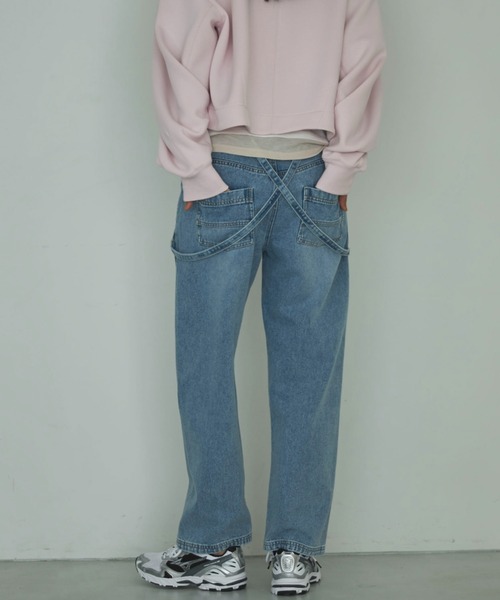 Doux archives（ドゥアルシーヴ）の「サスペンダー付きストレートデニムパンツ（デニムパンツ・レディース・ブルー/ネイビー・SMALL/MEDIUM）」の5枚目の写真