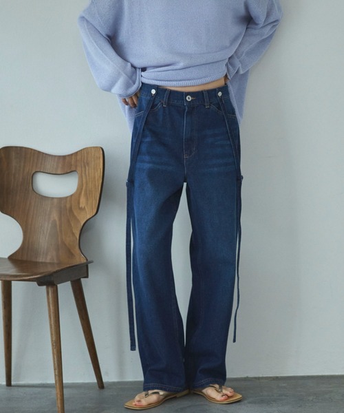 Doux archives（ドゥアルシーヴ）の「サスペンダー付きストレートデニムパンツ（デニムパンツ・レディース・ブルー/ネイビー・SMALL/MEDIUM）」の20枚目の写真