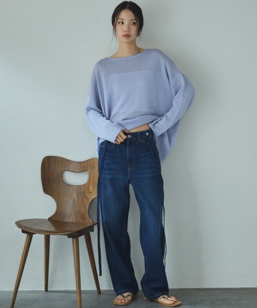 Doux archives（ドゥアルシーヴ）の「サスペンダー付きストレートデニムパンツ（デニムパンツ・レディース・ブルー/ネイビー・SMALL/MEDIUM）」の12枚目の写真