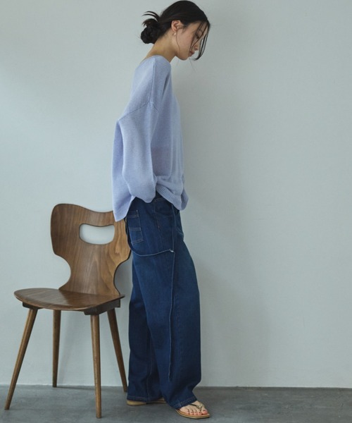 Doux archives（ドゥアルシーヴ）の「サスペンダー付きストレートデニムパンツ（デニムパンツ・レディース・ブルー/ネイビー・SMALL/MEDIUM）」の19枚目の写真