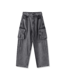 Spike Cargo Denim Pants BLACK