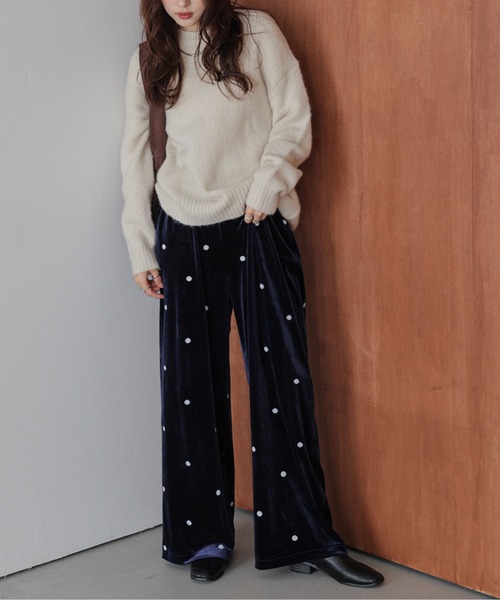 AMELY(エミリー)の「ドットデザインベロアワイドパンツ(その他パンツ・レディース・ネイビー/ブラック・フリー)」の20枚目の写真