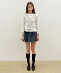 SINOON（シヌーン）の「Shirred Twill Mini Skirt (Grey)（スカート）」