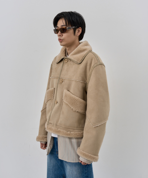 NUAKLE(ヌアクル)の「(m) アスペンシアリングムートン_サンドベージュ(ムートンコート・メンズ・その他・2/3/1)」の2枚目の写真