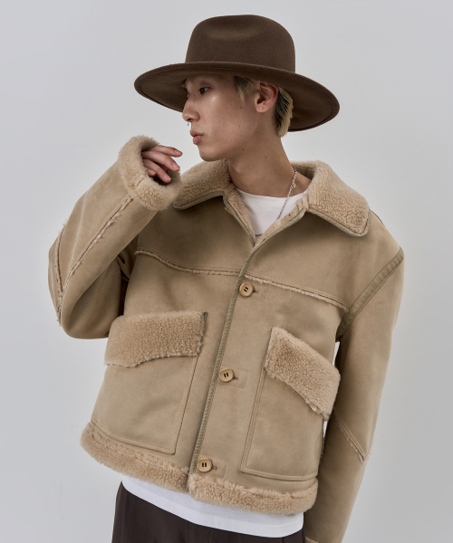 NUAKLE(ヌアクル)の「(m) アスペンシアリングムートン_サンドベージュ(ムートンコート・メンズ・その他・2/3/1)」の4枚目の写真