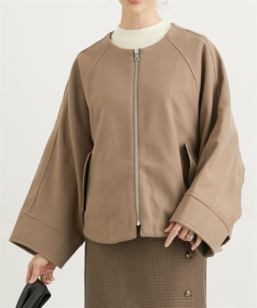 セール】ノーカラードルマンジャケットコート（ノーカラージャケット