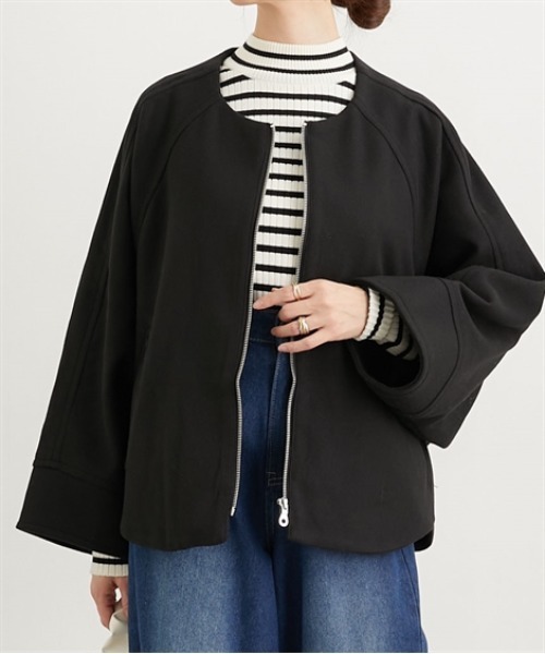 セール】ノーカラードルマンジャケットコート（ノーカラージャケット