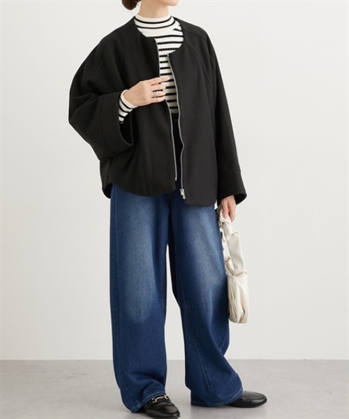 nissen（ニッセン）の「ノーカラードルマンジャケットコート（ノーカラージャケット・レディース・ベージュ/モカ/ブラック・L/LL/M）」の6枚目の写真