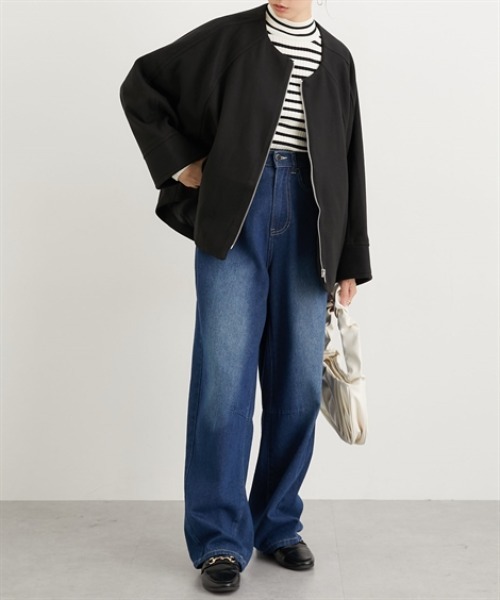 nissen（ニッセン）の「ノーカラードルマンジャケットコート（ノーカラージャケット・レディース・ベージュ/モカ/ブラック・L/LL/M）」の7枚目の写真