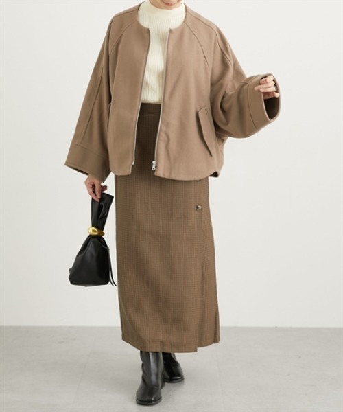 nissen（ニッセン）の「ノーカラードルマンジャケットコート（ノーカラージャケット・レディース・ベージュ/モカ/ブラック・L/LL/M）」の14枚目の写真