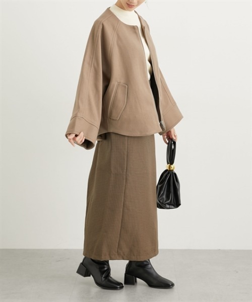 nissen（ニッセン）の「ノーカラードルマンジャケットコート（ノーカラージャケット・レディース・ベージュ/モカ/ブラック・L/LL/M）」の16枚目の写真