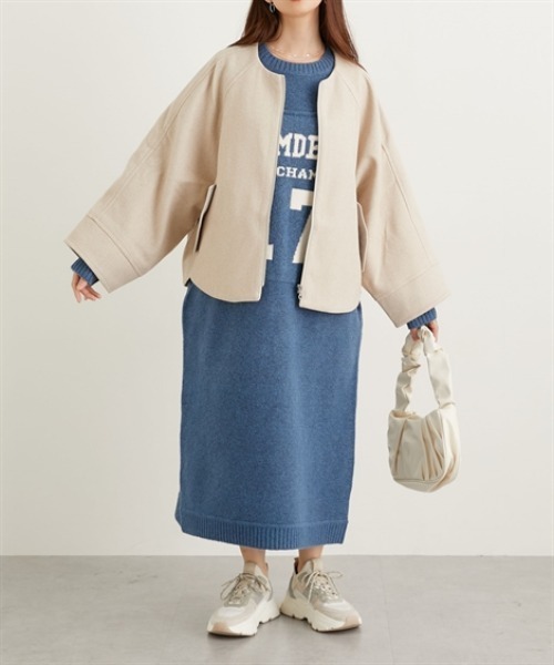 nissen（ニッセン）の「ノーカラードルマンジャケットコート（ノーカラージャケット・レディース・ベージュ/モカ/ブラック・L/LL/M）」の18枚目の写真