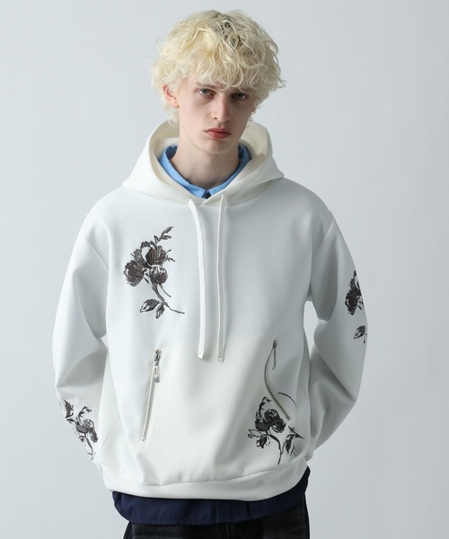 HARE（ハレ）の「シシュウモチーフポンチパーカー(HARE)（パーカー・メンズ・ホワイト/ブルー/ブラック・FREE）」の11枚目の写真