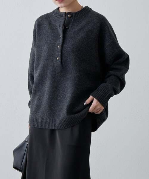 Lui's（ルイス）の「ウォッシャブルウールフロントボタンニット（ニット/セーター・レディース・チャコールグレー/ブラック/ピンク・FREE）」の21枚目の写真