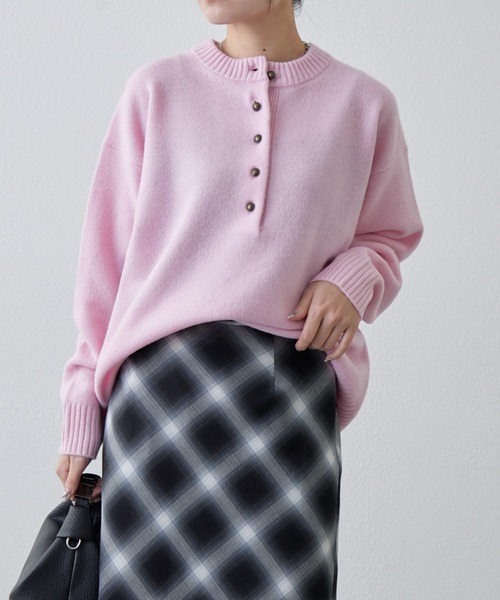 Lui's（ルイス）の「ウォッシャブルウールフロントボタンニット（ニット/セーター・レディース・チャコールグレー/ブラック/ピンク・FREE）」の13枚目の写真