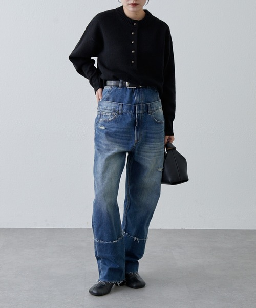 Lui's（ルイス）の「ウォッシャブルウールフロントボタンニット（ニット/セーター・レディース・チャコールグレー/ブラック/ピンク・FREE）」の7枚目の写真