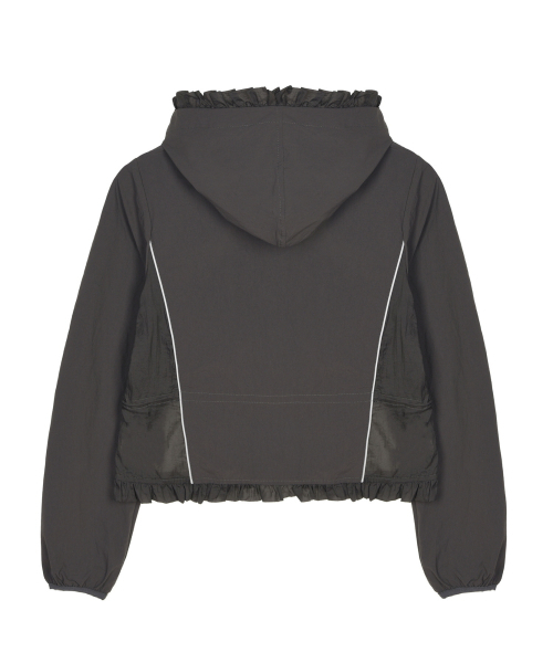 NICK&NICOLE(ニックアンドニコール)の「RUFFLE LACE HOOD JACKET_CHARCOAL(ナイロンジャケット・レディース・チャコール・FREE)」の5枚目の写真