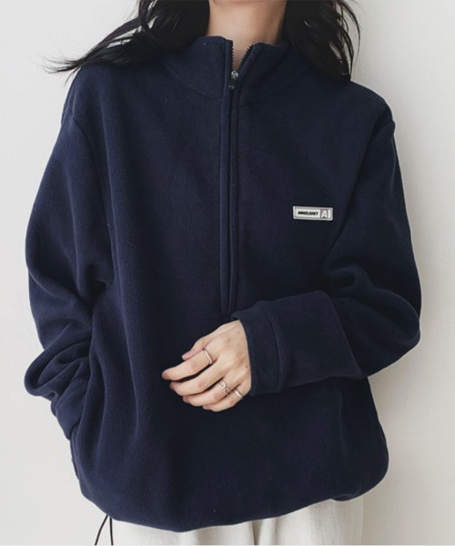 Miniministore(ミニミニストア)の「ハーフジップフリーストップスモックネック(スウェット・レディース・ブラック/アイボリー/ネイビー・FREE)」の3枚目の写真