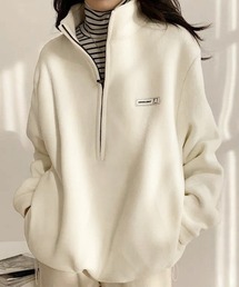 ハーフジップフリーストップスモックネック