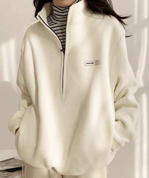 Miniministore(ミニミニストア)の「ハーフジップフリーストップスモックネック(スウェット・レディース・ブラック/アイボリー/ネイビー・FREE)」の1枚目の写真