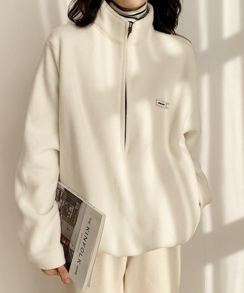 Miniministore(ミニミニストア)の「ハーフジップフリーストップスモックネック(スウェット・レディース・ブラック/アイボリー/ネイビー・FREE)」の5枚目の写真