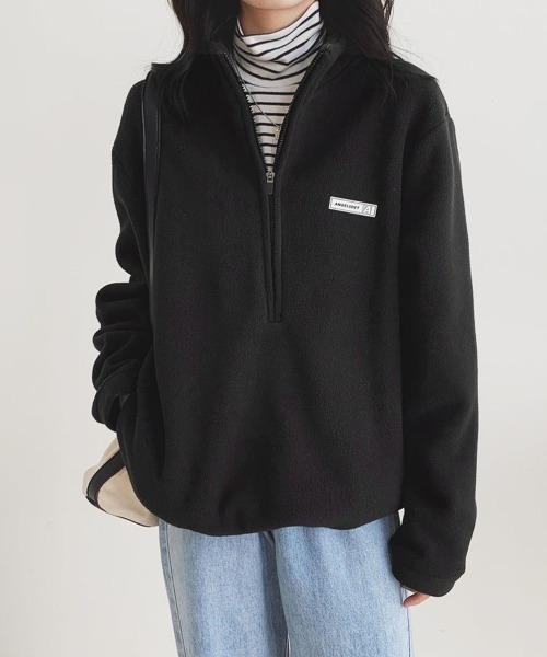 Miniministore(ミニミニストア)の「ハーフジップフリーストップスモックネック(スウェット・レディース・ブラック/アイボリー/ネイビー・FREE)」の9枚目の写真