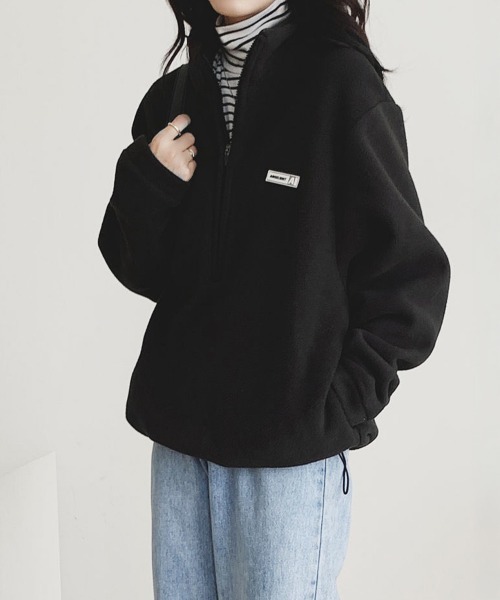 Miniministore(ミニミニストア)の「ハーフジップフリーストップスモックネック(スウェット・レディース・ブラック/アイボリー/ネイビー・FREE)」の11枚目の写真