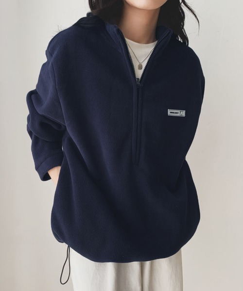 Miniministore(ミニミニストア)の「ハーフジップフリーストップスモックネック(スウェット・レディース・ブラック/アイボリー/ネイビー・FREE)」の13枚目の写真