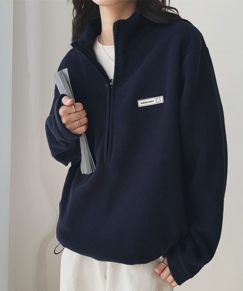 Miniministore(ミニミニストア)の「ハーフジップフリーストップスモックネック(スウェット・レディース・ブラック/アイボリー/ネイビー・FREE)」の14枚目の写真