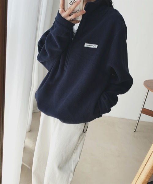 Miniministore(ミニミニストア)の「ハーフジップフリーストップスモックネック(スウェット・レディース・ブラック/アイボリー/ネイビー・FREE)」の16枚目の写真