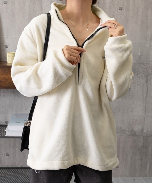 Miniministore(ミニミニストア)の「ハーフジップフリーストップスモックネック(スウェット・レディース・ブラック/アイボリー/ネイビー・FREE)」の19枚目の写真
