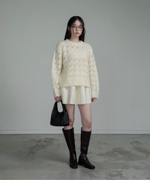 I_am（アイアム）の「structured flare knit skirt / ストラクチャードフレアニットスカート（スカート・レディース・ブラック/アイボリー/グレー・FREE）」の7枚目の写真