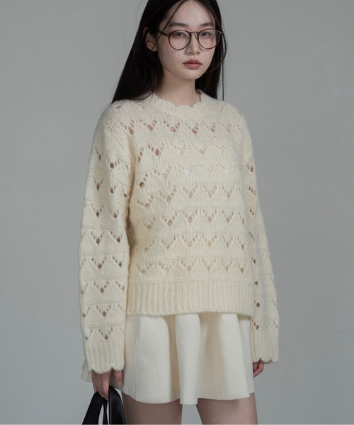 I_am（アイアム）の「structured flare knit skirt / ストラクチャードフレアニットスカート（スカート・レディース・ブラック/アイボリー/グレー・FREE）」の6枚目の写真