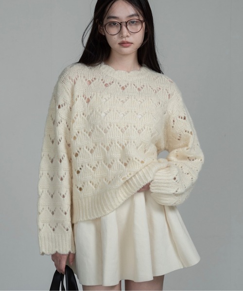 I_am（アイアム）の「structured flare knit skirt / ストラクチャードフレアニットスカート（スカート・レディース・ブラック/アイボリー/グレー・FREE）」の5枚目の写真