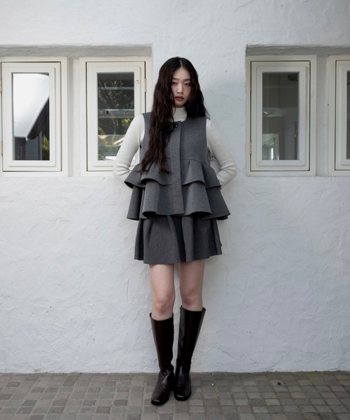 I_am（アイアム）の「structured flare knit skirt / ストラクチャードフレアニットスカート（スカート・レディース・ブラック/アイボリー/グレー・FREE）」の10枚目の写真